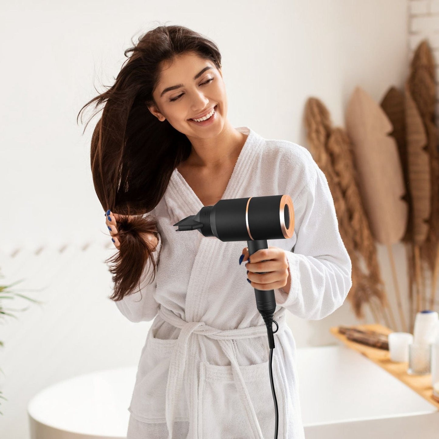 1800W Hair Dryer Portable Compact Hair Blow Dryer with Cool/Warm/Hot Wind with Diffuser Concentrator/Comb Nozzle ALCI Plug Overheat Protection for Women Man Straight Curly Hair
