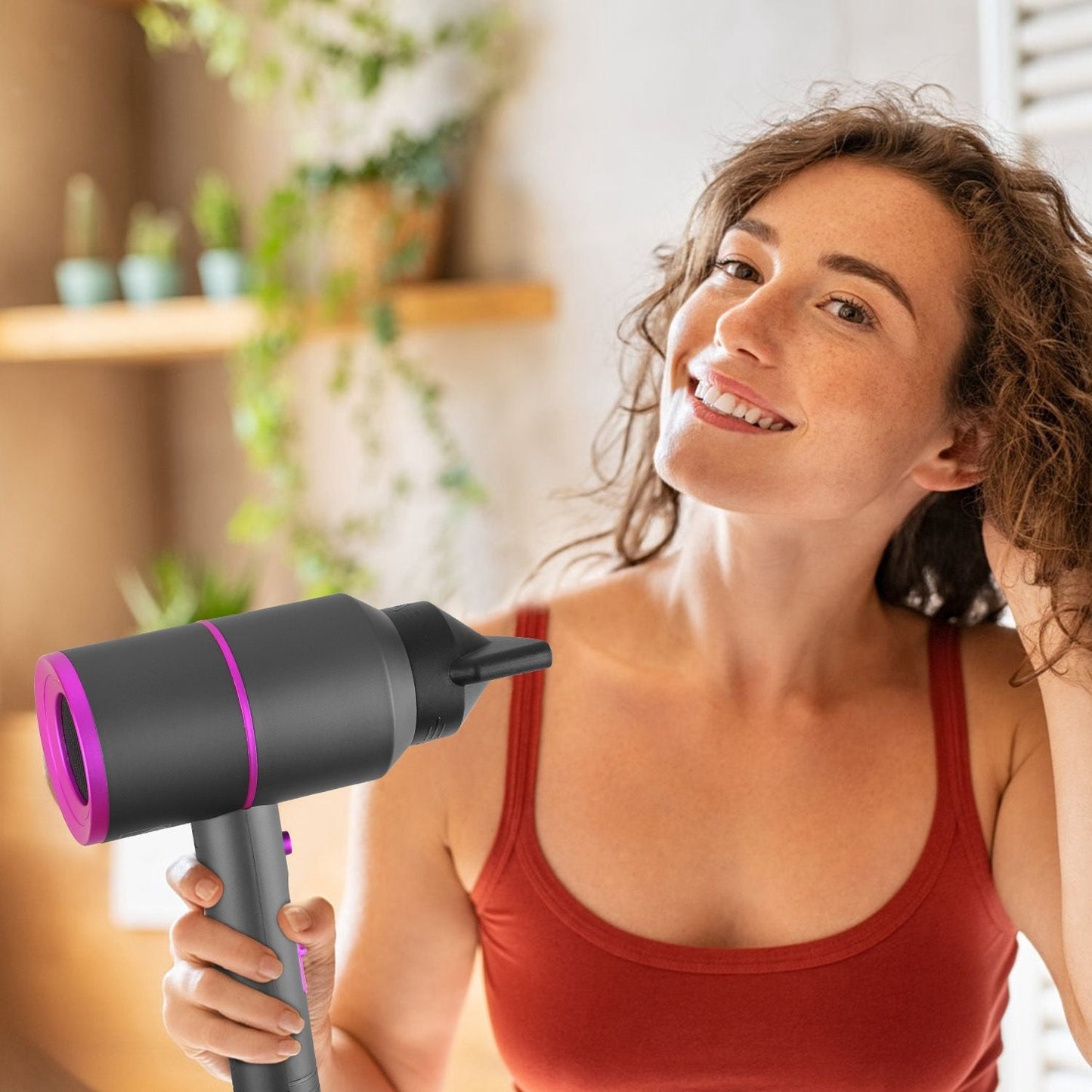 1800W Hair Dryer Portable Compact Hair Blow Dryer with Cool/Warm/Hot Wind with Diffuser Concentrator/Comb Nozzle ALCI Plug Overheat Protection for Women Man Straight Curly Hair