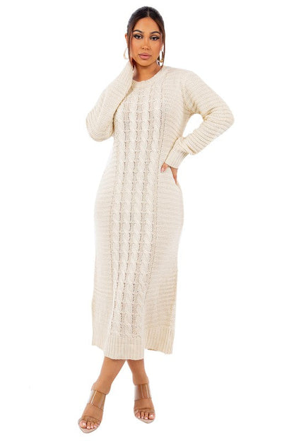 WOMEN FASHION LONG MAXI SWEATER DRESS