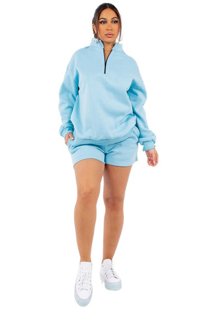 WOMEN FASHION SWEATSHIRT AND SHORT SET