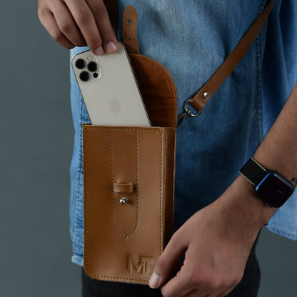 Cocoa Brown Mobile Case With Strap
