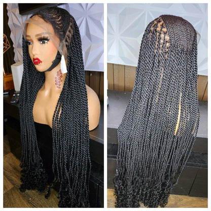 Half lemonade braids twist braided wig