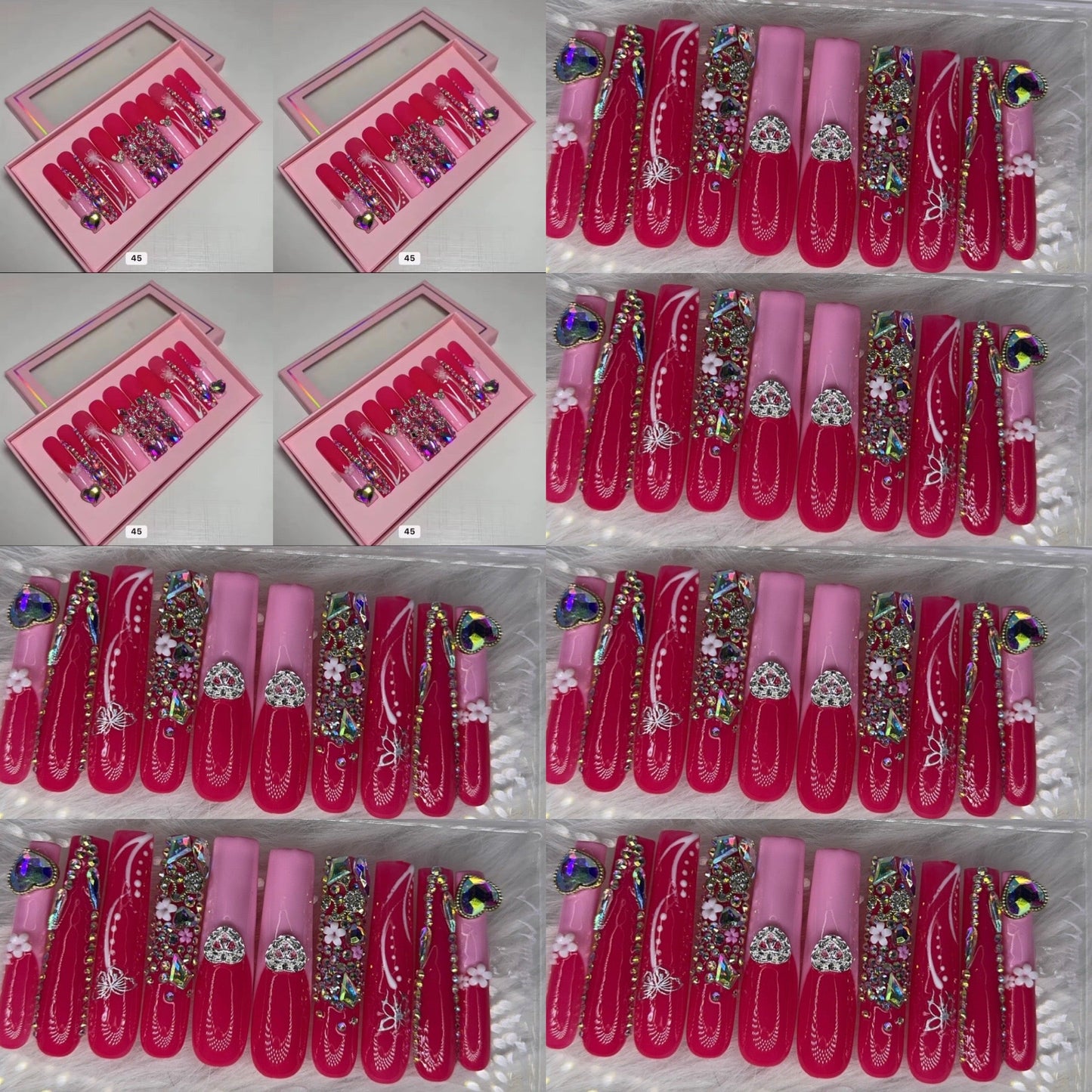 Pink nails acrylic press on nails