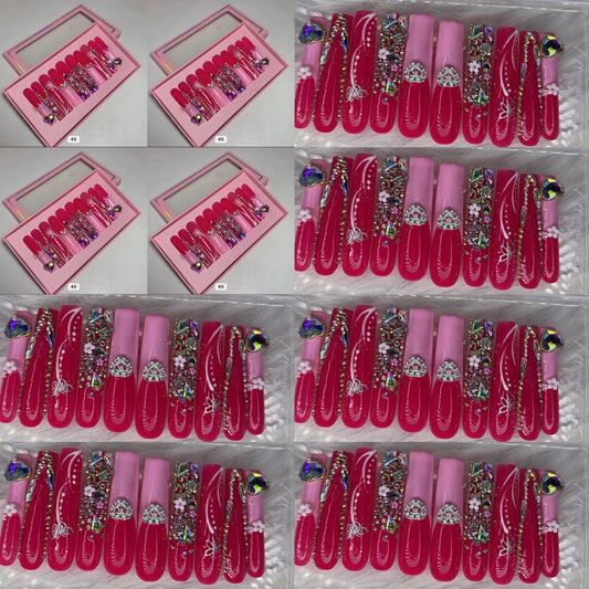 Pink nails acrylic press on nails