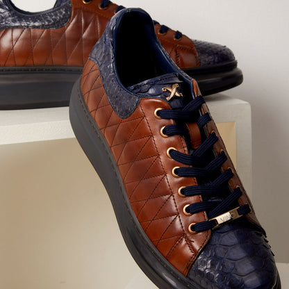 The Adler Pyht  Snk Skin Tan & Navy Men Sneaker