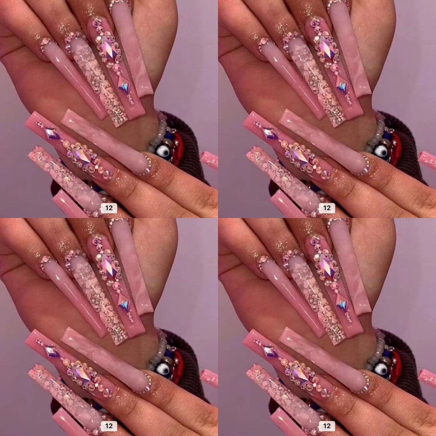 Natural tone long press on nails