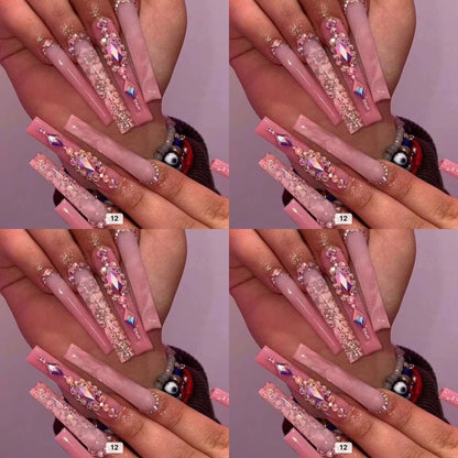 Natural tone long press on nails