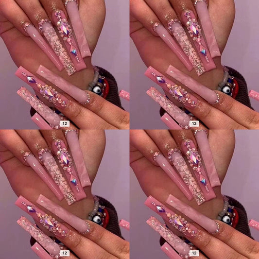 Natural tone long press on nails