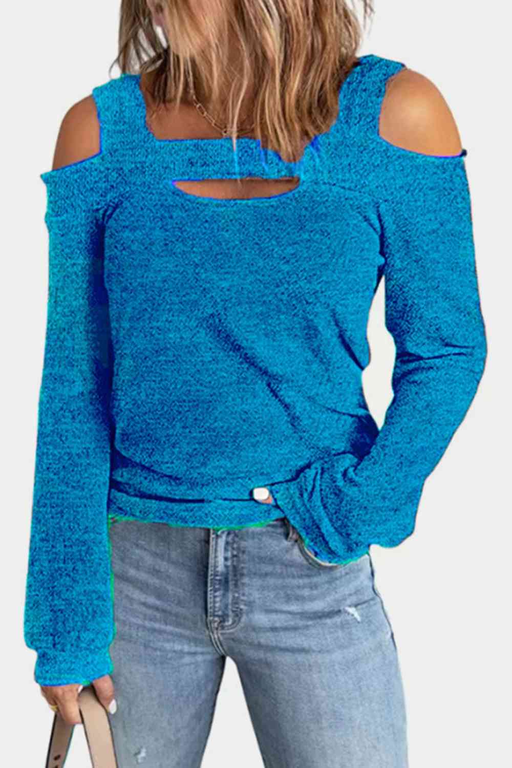 Full Size Cutout Cold Shoulder Blouse