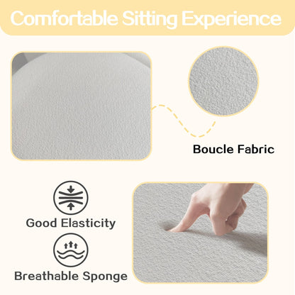 1pc 19.69"Faux Fur Pouf Ottoman Modern Boucle Upholstered With Storage, Multifunctional Upholstered Vanity Chairs For Makeup, Soft Padded Seat With Removable Lid