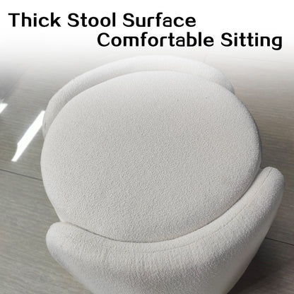 1pc 19.69"Faux Fur Pouf Ottoman Modern Boucle Upholstered With Storage, Multifunctional Upholstered Vanity Chairs For Makeup, Soft Padded Seat With Removable Lid