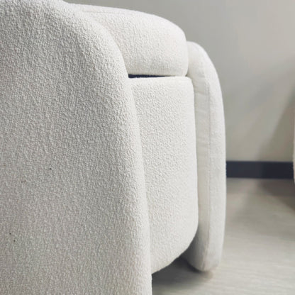 1pc 19.69"Faux Fur Pouf Ottoman Modern Boucle Upholstered With Storage, Multifunctional Upholstered Vanity Chairs For Makeup, Soft Padded Seat With Removable Lid