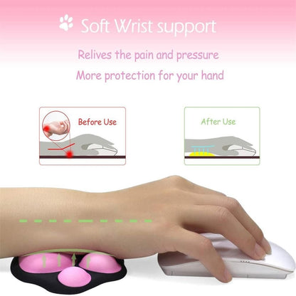 1pc Cute Mouse Wrist Support Pad Cat Paw Pattern Comfortable Soft Wrist Rest Hand Pillow Relief Non-Slip Rubber Base Home Office