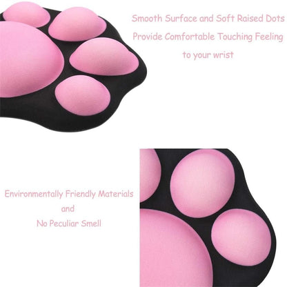 1pc Cute Mouse Wrist Support Pad Cat Paw Pattern Comfortable Soft Wrist Rest Hand Pillow Relief Non-Slip Rubber Base Home Office