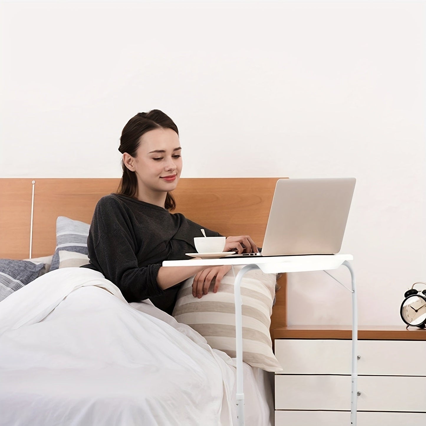 1pc Foldable Tray Table - Ultra-Portable, Smoothly Adjustable to 6 Heights, 3 Angle Settings - Perfect for Sofa TV Tray, Laptop Table, Eating, Dinner, or Coffee