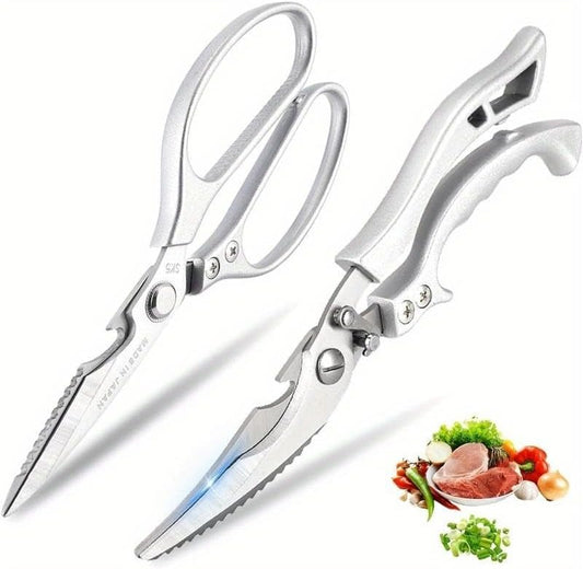 2 - Pcs Kitchen Scissors Set, All - Purpose Heavy - Duty Kitchen Shears with Anti - Slip Handle & Safety Lock（Super good qualiey）
