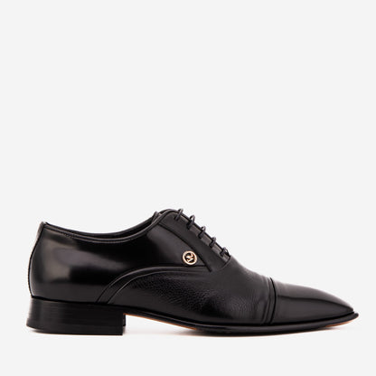 The Rockwell Handmade Black Leather Cap Toe Men Oxford Shoe