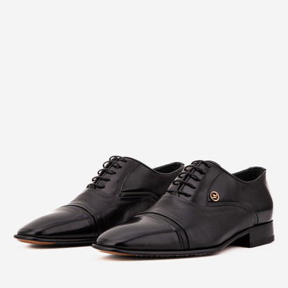 The Rockwell Handmade Black Leather Cap Toe Men Oxford Shoe