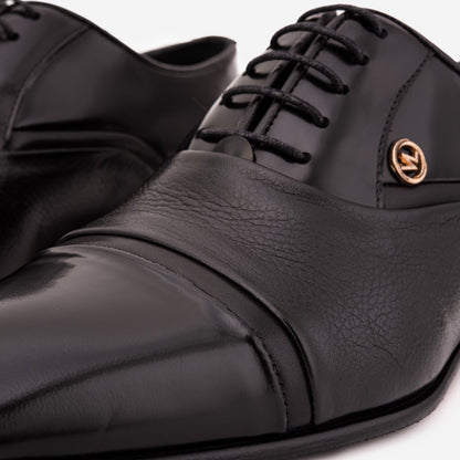 The Rockwell Handmade Black Leather Cap Toe Men Oxford Shoe