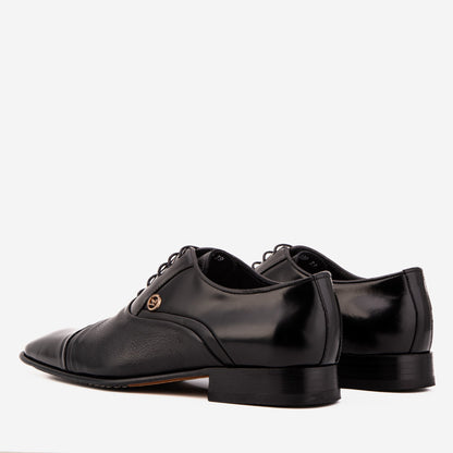 The Rockwell Handmade Black Leather Cap Toe Men Oxford Shoe