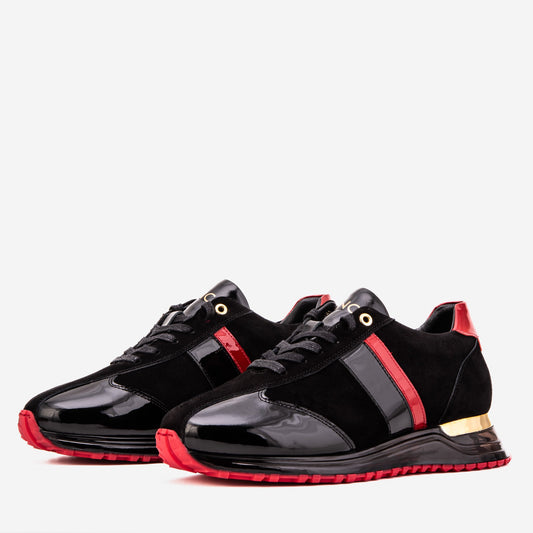 The Inferno Black & Red Leather Men Sneaker