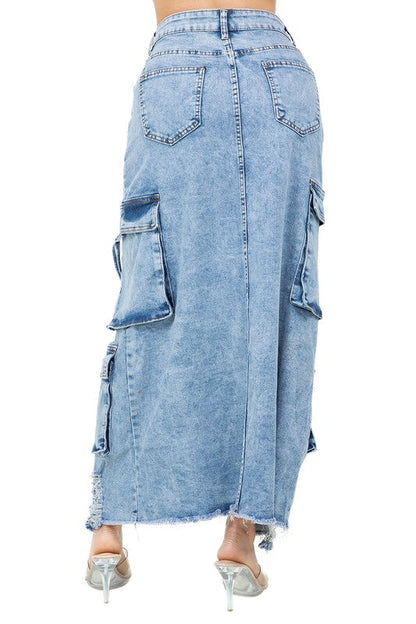 WOMEN FASHION LONG MAXI DENIM SKIRT
