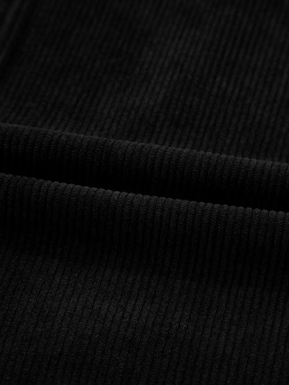 Corduroy Sleeveless Mini Dress with Patched Pockets