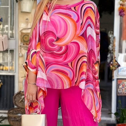 Floral Chiffon Breezy Style Chic Pants Set