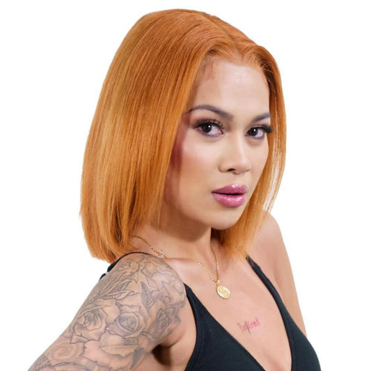 Cinnamon 13x4 Transparent Lace Front 100% Human Hair Bob Wig