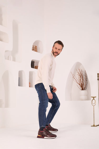 The Empire Burgundy Leather Men Sneaker