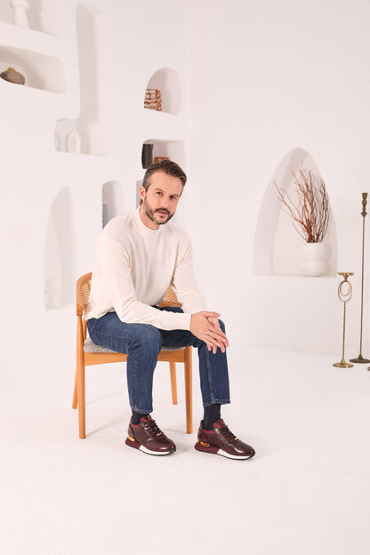 The Empire Burgundy Leather Men Sneaker