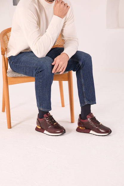 The Empire Burgundy Leather Men Sneaker