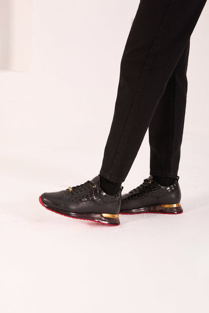 The Marseille Black Leather Men Sneaker