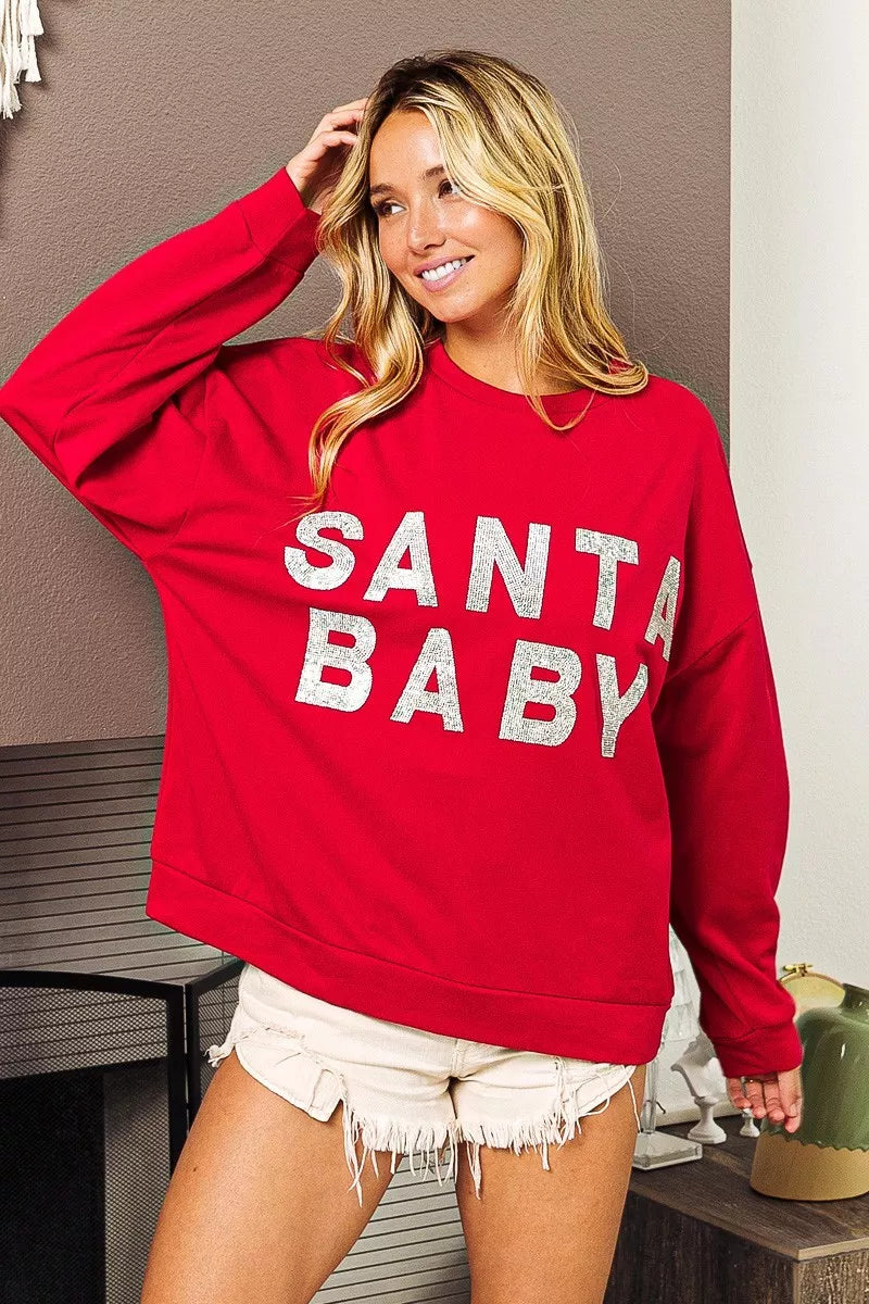 BiBi Santa Baby Lettering Christmas Sweatshirt