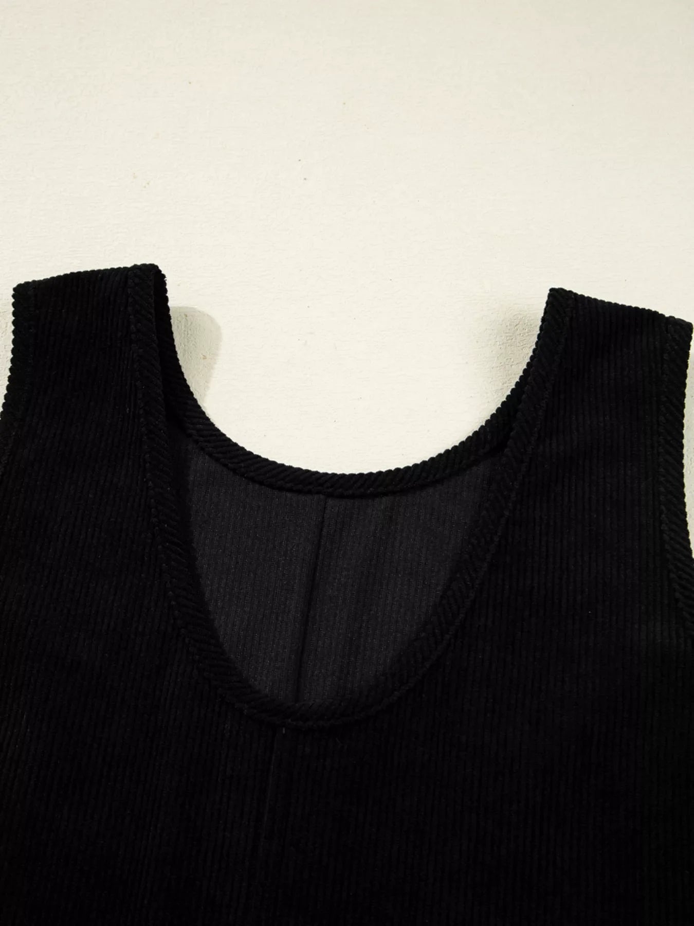 Corduroy Sleeveless Mini Dress with Patched Pockets