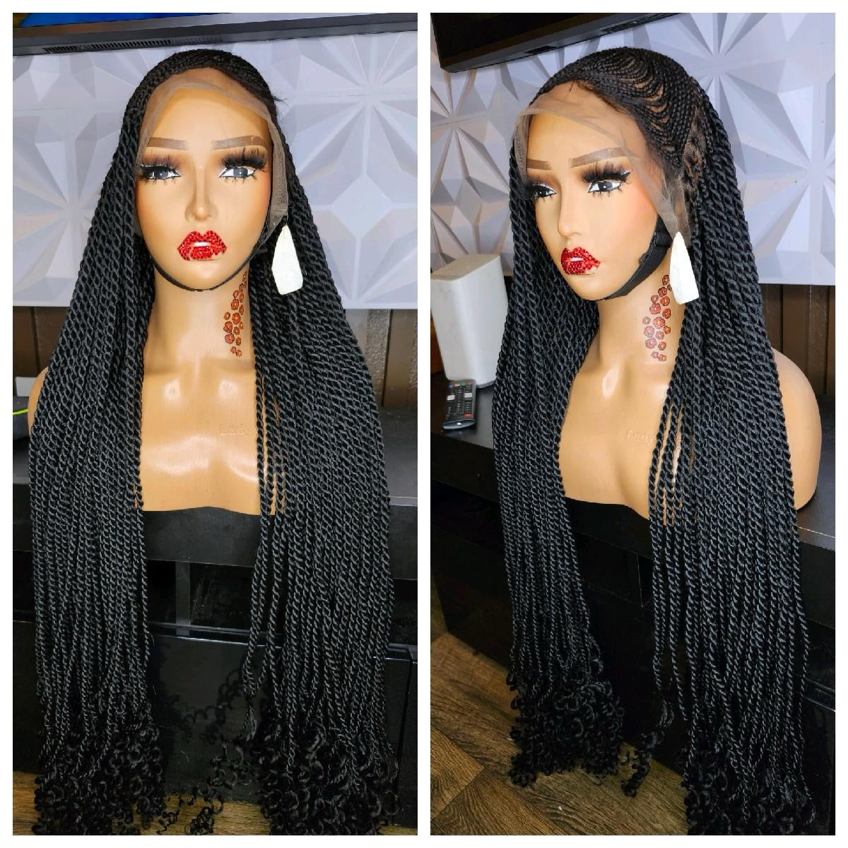 Half lemonade braids twist braided wig
