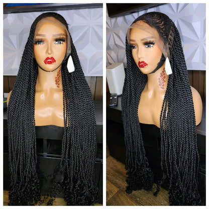 Half lemonade braids twist braided wig
