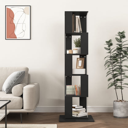 5 tier Rotating Bookshelf, Floor Rack Simple Bookcase with Acrylic plate Student Multi-Function Creative Bookshelf for Living Room with anti-toppling base