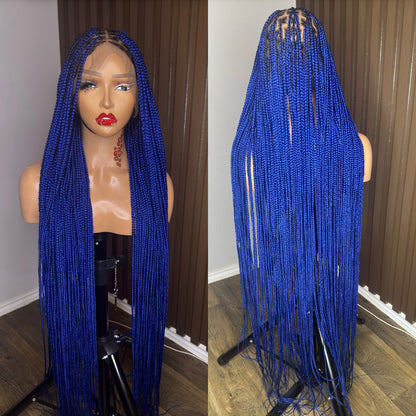 Blue knotless braided wig full lace