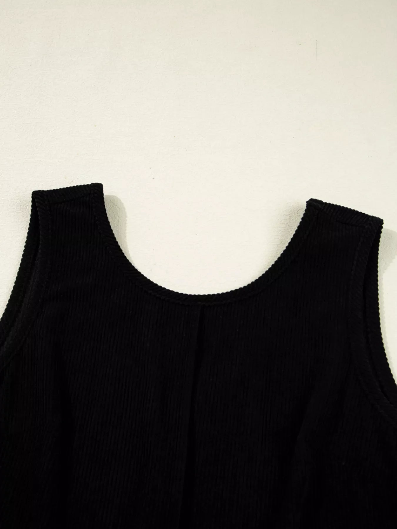 Corduroy Sleeveless Mini Dress with Patched Pockets