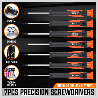 11-Piece Precision Screwdriver Set - Magnetic Mini Screwdrivers for Eyeglasses, Watches, Computers, Laptops, Phones - Phillips, Slotted, Torx, Non-Slip Handle, Portable Storage Bag Included