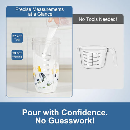 12-Piece Smoothie Blender Maker 25,000 RPM Personal Blender for Ice Crushing Smoothies & Frozen Drinks Nuts with 23oz, 32oz, 37oz Portable Cups Two 6-Leaf Stainless Steel Blades, Silver