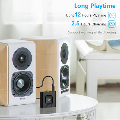 1Mii Bluetooth 5.1 Receiver for Home Stereo, Bluetooth Audio Adapter with 3.5mm RCA, Wireless Hi-Fi Music Streaming from Smartphone/Tablet to Wired Speaker, 12hrs Playtime, Bass Mode