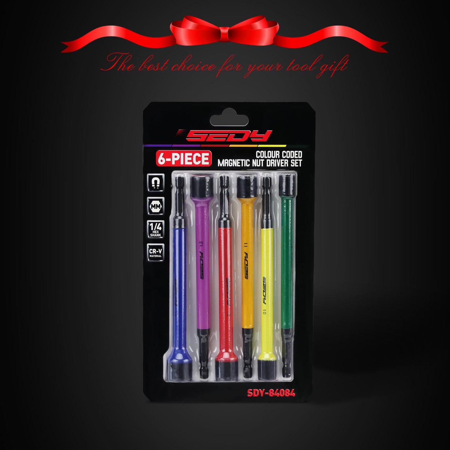 12-Piece Magnetic Nut Driver Set - Premium Impact Power Hex Nut Driver Drill Bit Master Kit, SAE & Metric, 1/4-Inch Quick-Change