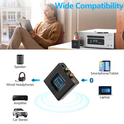 1Mii Bluetooth 5.1 Receiver for Home Stereo, Bluetooth Audio Adapter with 3.5mm RCA, Wireless Hi-Fi Music Streaming from Smartphone/Tablet to Wired Speaker, 12hrs Playtime, Bass Mode