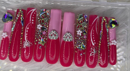 Pink nails acrylic press on nails