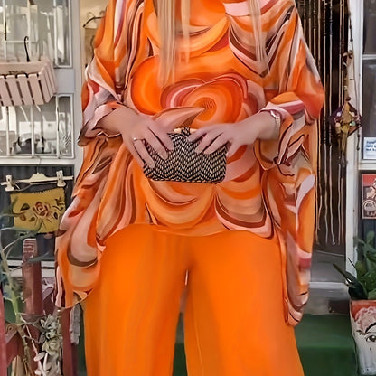 Floral Chiffon Breezy Style Chic Pants Set