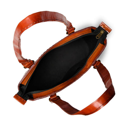 Solid Structure Tan Leather Mini Tote