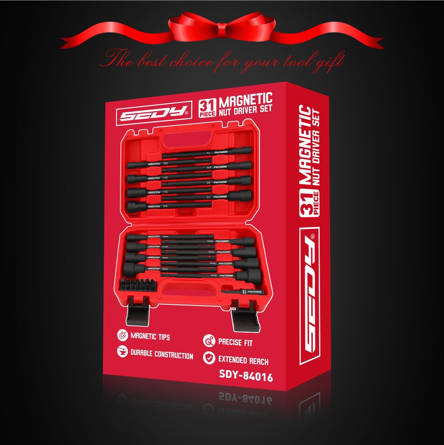 12-Piece Magnetic Nut Driver Set - Premium Impact Power Hex Nut Driver Drill Bit Master Kit, SAE & Metric, 1/4-Inch Quick-Change