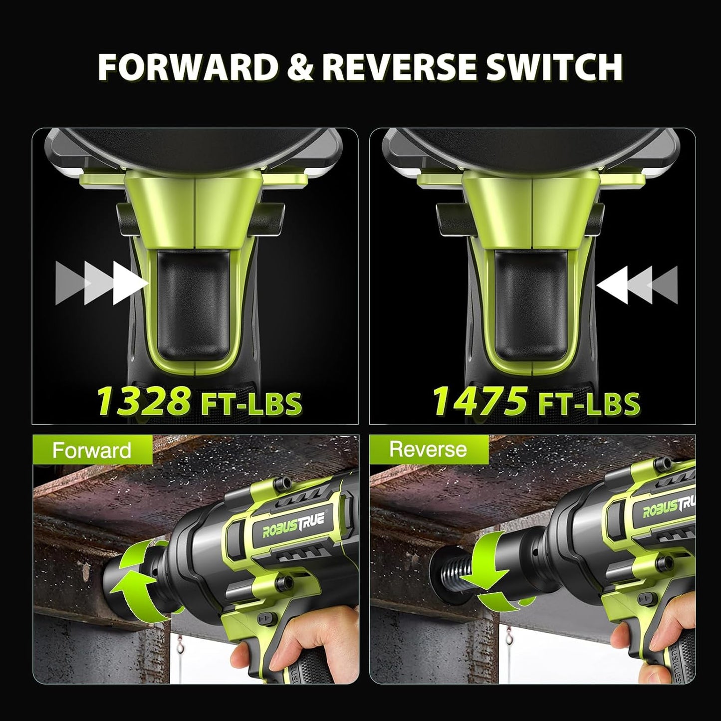1500 ft-lbs/2000N.m High Torque Impact Wrench, 3/4 To 1/2 Brushless Impact Gun, Cordless 5.0Ah Battery, Fast Charger, Electric Impact Wrench for Heavy-duty Truck RV